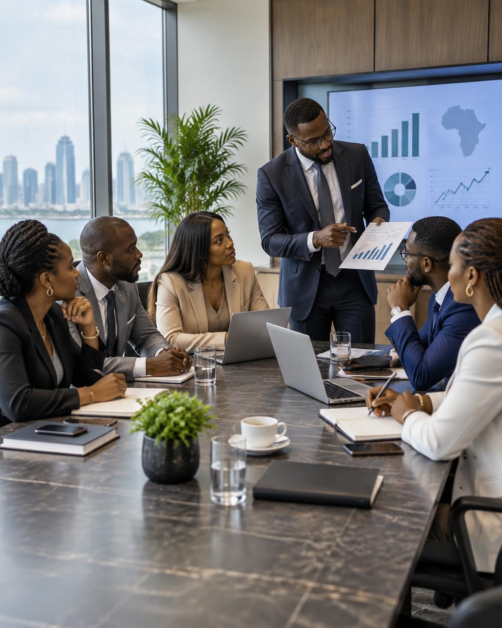 Oaktree Business Solutions team in a Lagos boardroom