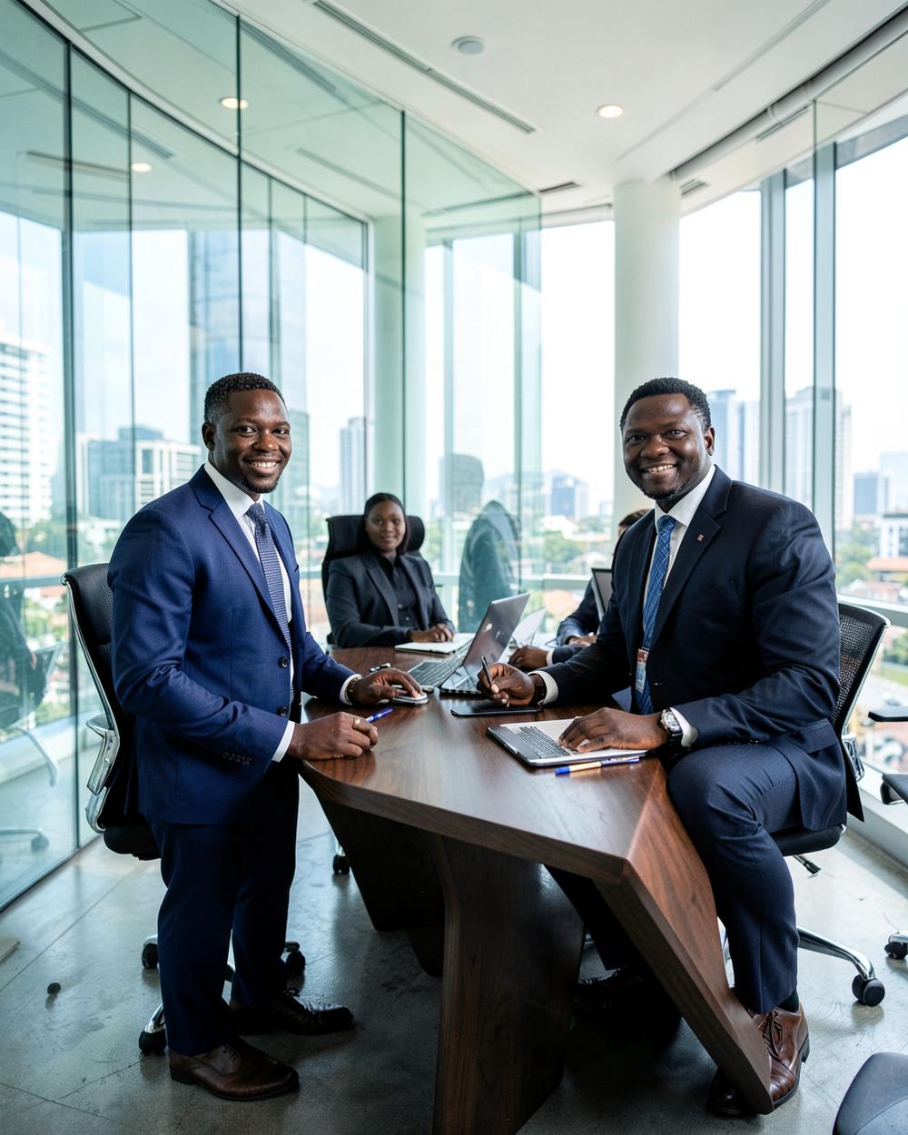 Oaktree Business Solutions team in a Lagos boardroom