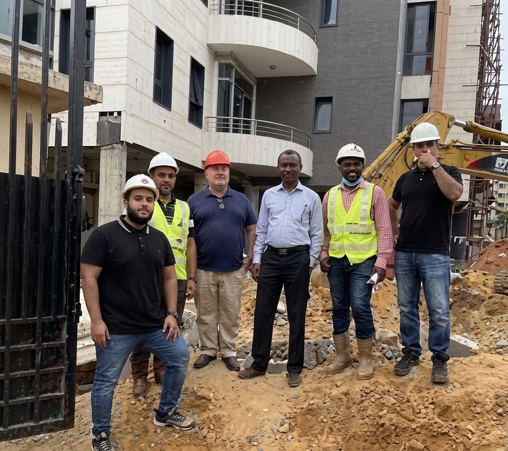 Project team in safety gear on site at the Lekki Phase 1 development in Lagos